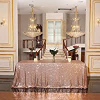 Eterna Beauty - Manteles de lentejuelas para bodas- Halloween- Navidad- fiesta de Navidad- tela- oro rosa- 127x203 cm